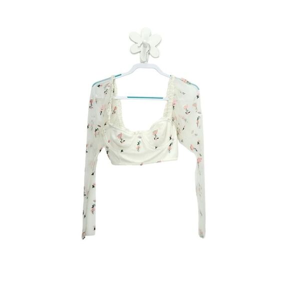 REVOLVE MAJORELLE Lace Embroidered Bustier Long Sleeve Sheer Sexy Top - Picture 2 of 13